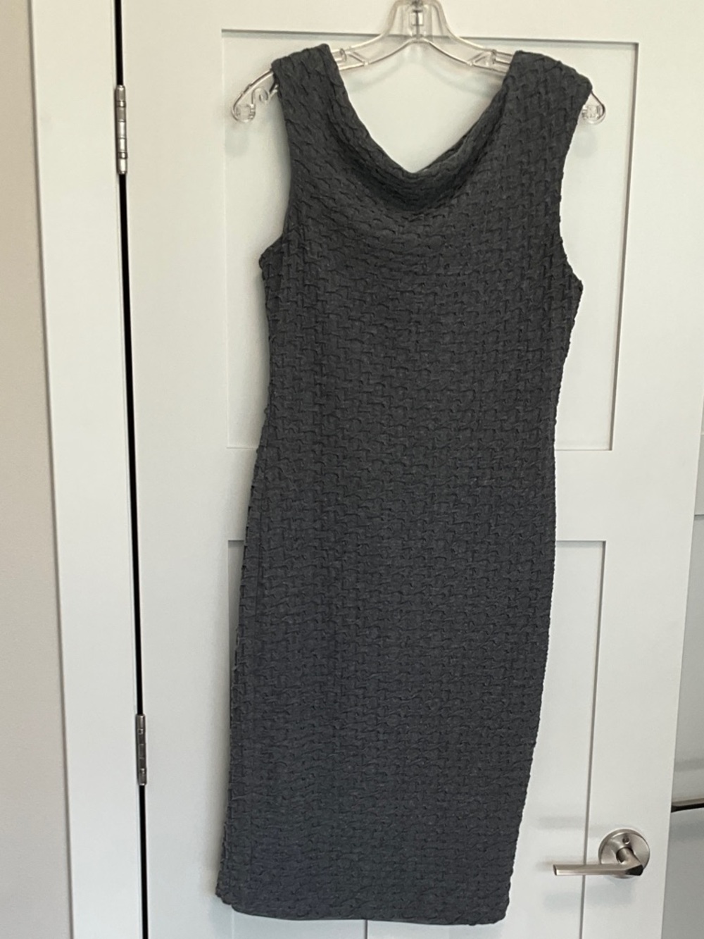 Tracy Reese Textured Sleeveless Cowl Neck Dress in Charcoal